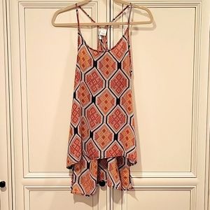 Geo Print Racer-back Tank Top - Size M